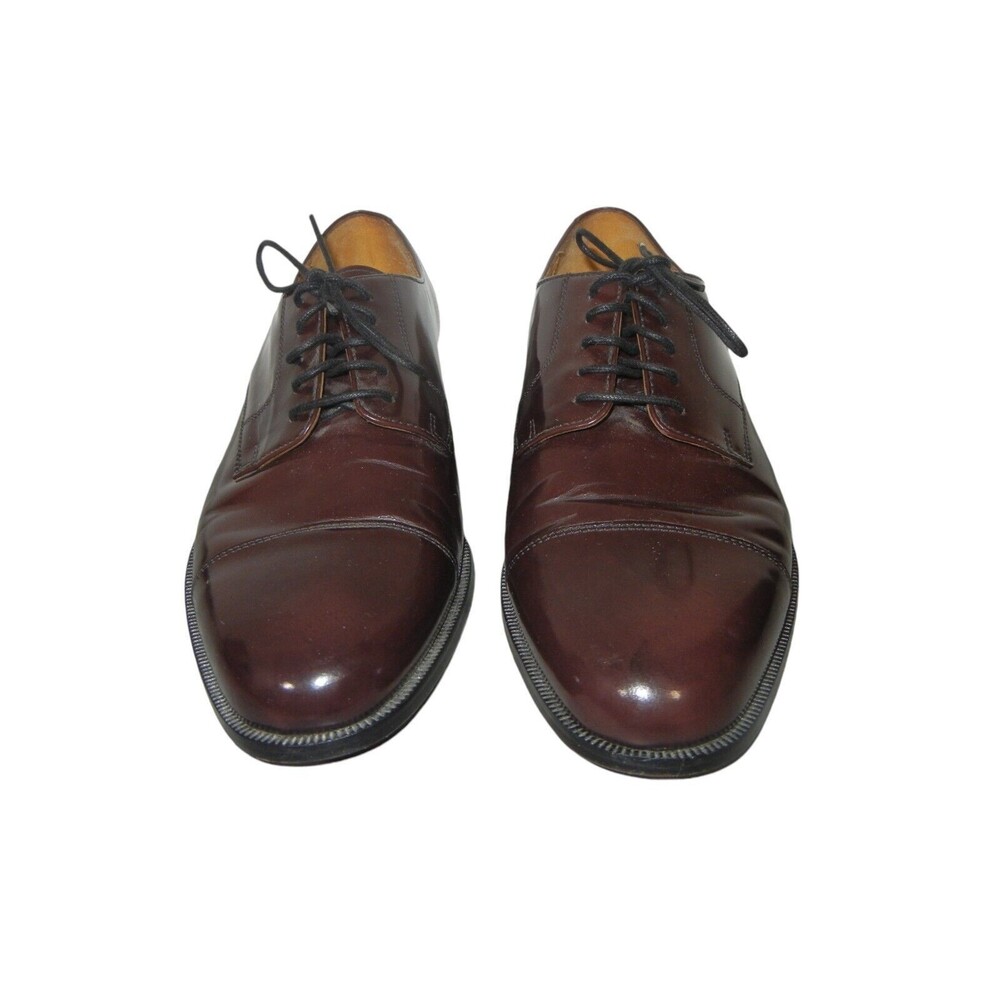 COLE HAAN Dress Shoes Mens 10 1/2 D Burgundy Leather Almond Toe Lace Up Oxfords
